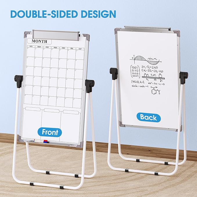 MaxGear Large Whiteboard with Stand 36" x 24" Double-Sided Easel Whiteboard Monthly Calendar,Height Adjustable, Foldable, Portable Dry Erase Board for Home, Office, Classroom Planning, Teaching