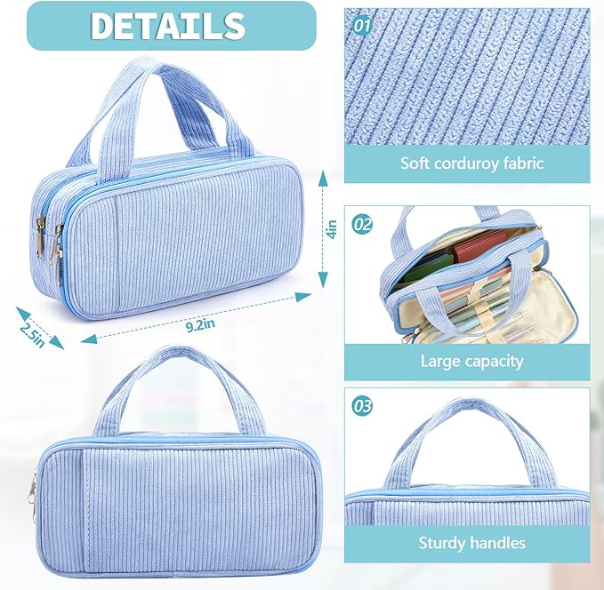 Jutom 39 Pcs Aesthetic Book Annotation Kit Highlighter with Pencil Case Bag Gel Pen Transparent Sticky Note Taking Bible Study College School Supplies(Light Blue,Classic Style)