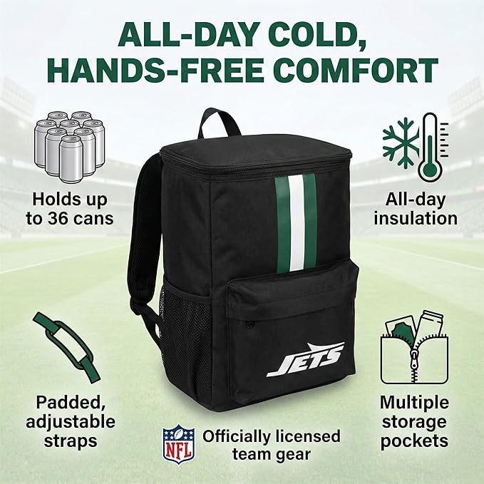 Cooler Backpack – Portable Soft Sided Ice Chest – Insulated Bag Holds 36 Cans - Football Gear – Show Your Team Spirit with Officially Licensed Fan Gear