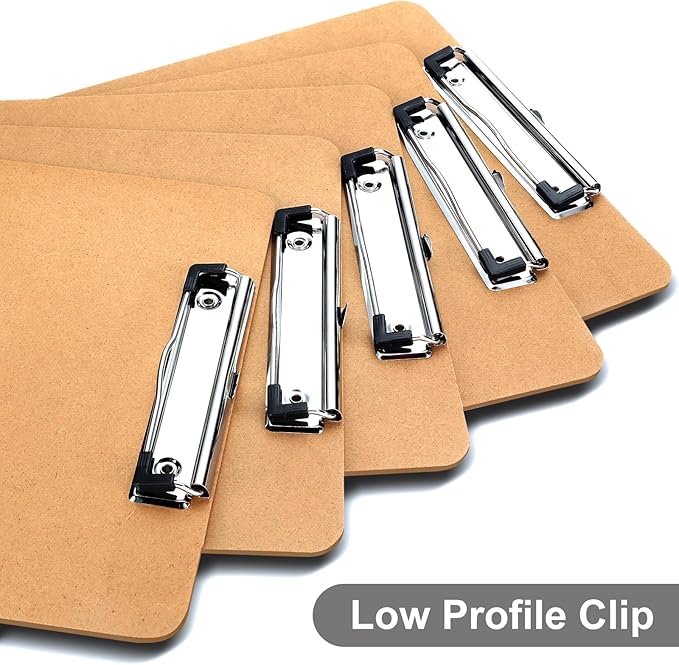 Wood Clipboards 30 Pack, Letter Size Hardboard Clip Board 8.5x11 for Classroom, Students, Kid, A4 Standard Size 9" x 12.5" with Low Profile Clip, Office & School Supply