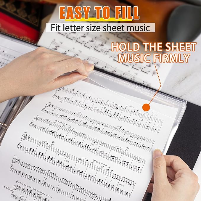 Heavyweight Sheet Music Sleeves - 20 PCS Choral Folder Sleeves for Music Binder, 8.511 Sheet Protectors