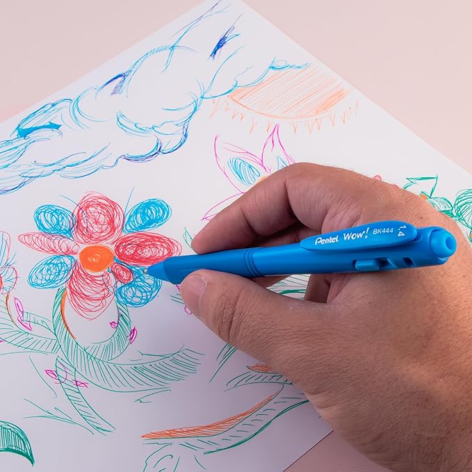 Pentel Wow! Retractable Ballpoint Pen, (1.4mm), Bold Line, Blue Ink, Pack of 18 (BK444BP18C)