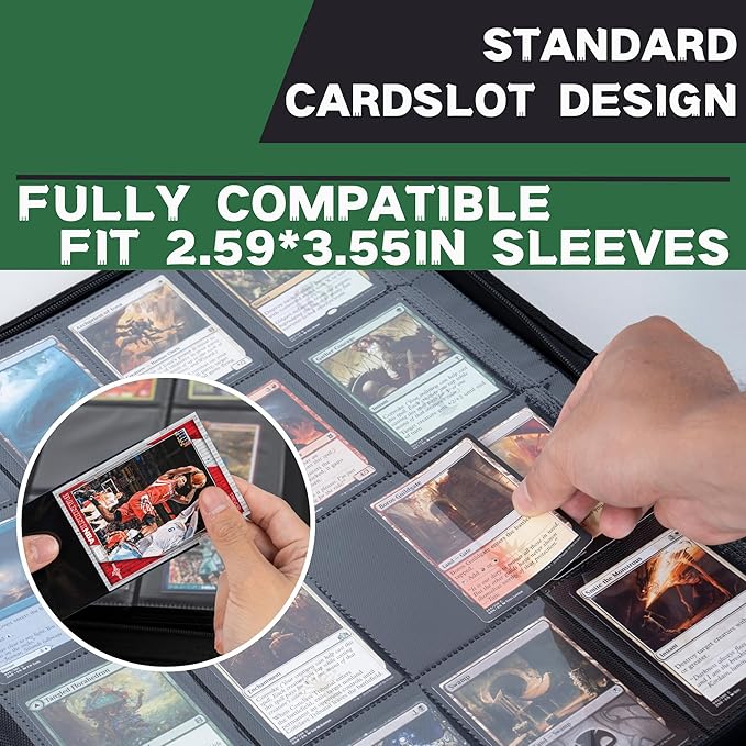 Extra Large 1000+ Pockets Trading Card Binder, 16-Pocket Card Ablum Compatible with MTG,Sports Cards & Other Standard Size Trading Cards (Green)