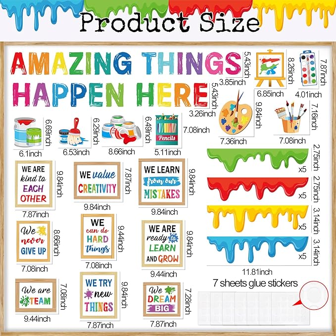 Qilery Bookshelf Bulletin Board Set Motivational Classroom Decor Reading Library Bulletin Board Set Inspirational Cutout for Back to School Classroom Decoration (Amazing Thing Happen Here)