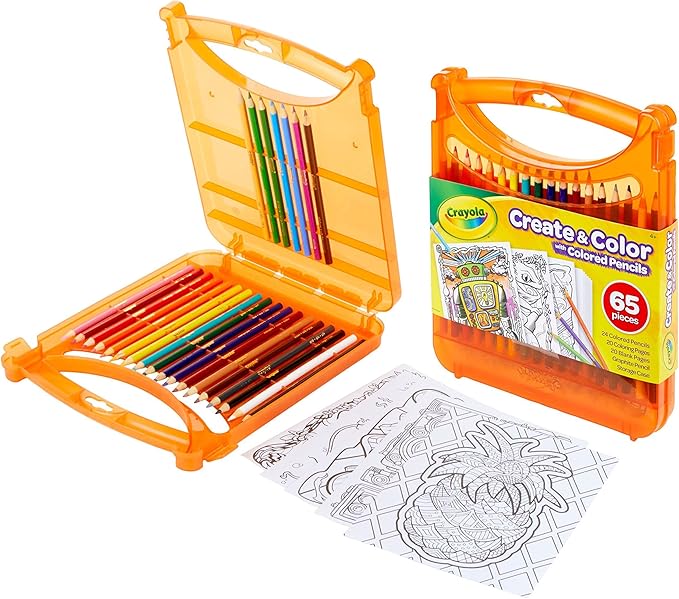 Crayola Colored Pencils Coloring Art Case with Coloring Pages, Gift For Kids, Ages 4, 5, 6, 7, 8, Packaging May Vary