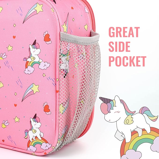 Genteen Lunch Box Kids, Prints Insulated Lunch Bag Kids Boys Girls,Soft Bag Mini Cooler Back to School Thermal Meal Tote Kit Lunch Box for School,Work,Outdoor - Star Rainbow