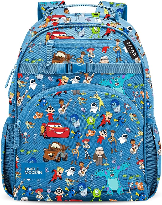 Simple Modern Large Disney Pixar Kids Backpack for School Girls and Boys | Elementary Backpack for Teen | Fletcher Collection | Kids - 16" tall | Pixar Mashup on Blue