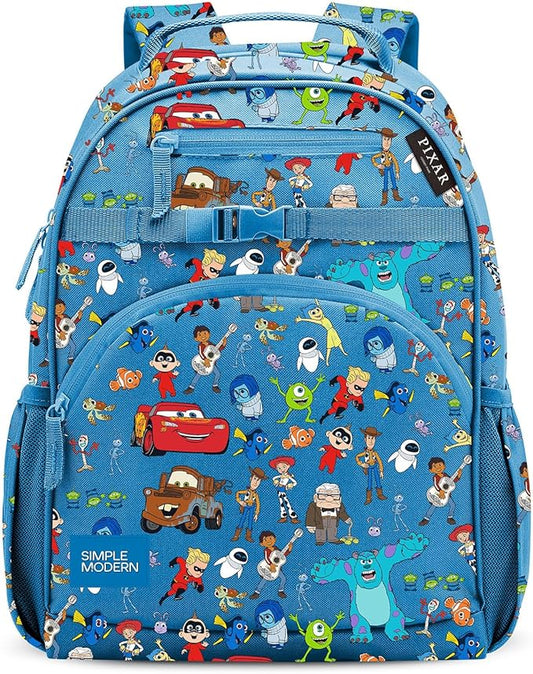 Simple Modern Large Disney Pixar Kids Backpack for School Girls and Boys | Elementary Backpack for Teen | Fletcher Collection | Kids - 16" tall | Pixar Mashup on Blue