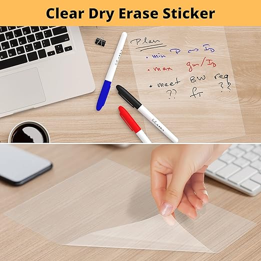 Kassa X-Large Chalkboard Wallpaper - Clear | 1.4ft x 6.5ft Adhesive Paper Roll | Includes 3 Markers & Eraser Cloth | Peel & Stick on a Wall, Table & Desk | Ideal for Use at Home, School, Office & More
