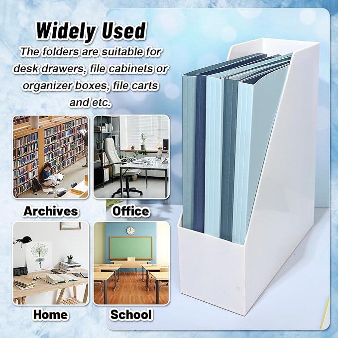 Whaline 24 Pack Dusty Blue File Folders Letter Size Gradient Blue File Pockets with 1/3 Cut Tab 8.9 x 11.6 Inch 4 Colors Documents Folders for Home Office Classroom Supplies