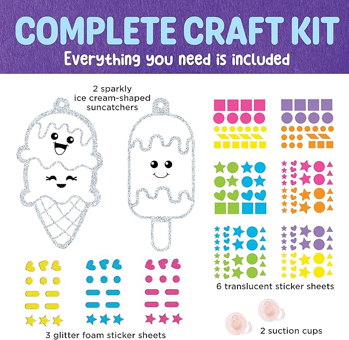 Creativity for Kids Sticker Sun Catchers Mini Craft Kit: Create 2 Suncatchers - Toddler Easter Basket Stuffers and Gifts, Arts & Crafts for Kids, Window Art for Kids (Ages 3+)