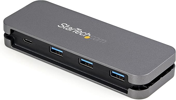 StarTech.com 4 Port USB C Hub - 3X USB-A/1x USB-C - 5Gbps USB 3.0 Type-C Hub (3.2/3.1 Gen 1) - Bus Powered - Portable USB-C to USB-A Adapter Hub - 11.2" (28.5cm) Cable w/Cable Management (HB30CM3A1CB)