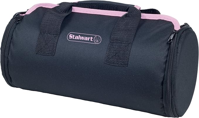 86-Piece Tool Set - Household Tool Kit with Screwdrivers, Pliers, Wrenches, Clamps, and Roll-Up Bag - For the Home, Office, or Car by Stalwart (Pink)