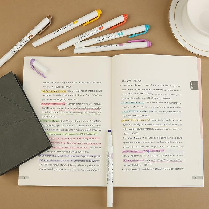Real Mild Highlighters, Pastel Highlighter Assorted Colors Markers Dual Tip Highlighter Markers Chisel and Fine Tips for Coloring, Underlining, Highlighting (10colors)