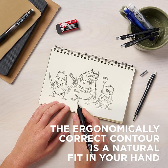 SAKURA SumoGrip Pencil with Comfort Grip - 0.7 mm Ergonomic Mechanical Pencil - Clear Gray - 3 Pack