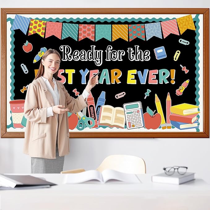 Positive Back to School Bulletin Board Set Ready for The Best Year Ever Classroom Decorations Colorful Inspirational Paper Cutouts for Motivational Nursery Chalkboard Wall Door Decor Teacher Supplies