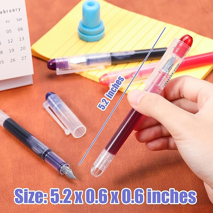 Clabby 12 Pieces Disposable Fountain Pens, Quick-Drying Ink Pen, Smooth-Writing Multicolor Art Supplies for Sketching, Journaling, Calligraphy and Doodling (Mixed Colors)