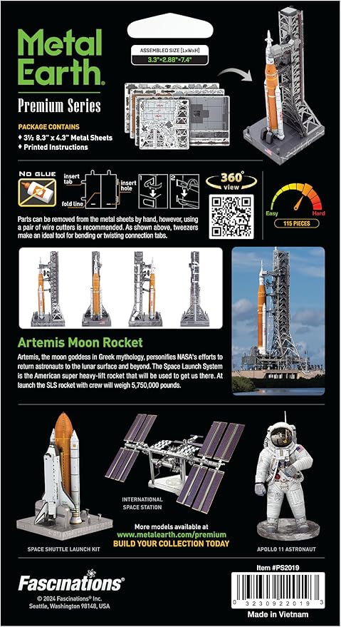 Metal Earth Premium Series Artemis Moon Rocket 3D Metal Model Kit Fascinations