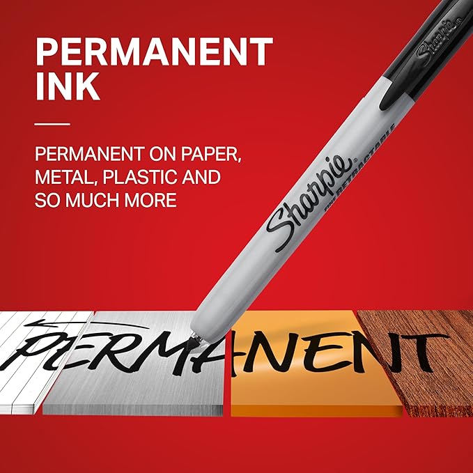 Sharpie Retractable Permanent Markers Fine Tip Marker Set Office Supplies Teacher Supplies Black 12 Count