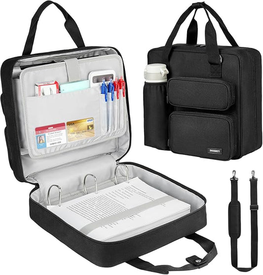 Zipper Binder 3 Ring, 500 Sheets Capacity, Binder 2 Inch with Shoulder Strap Fits 13 Inch Laptop for School and Office,Black