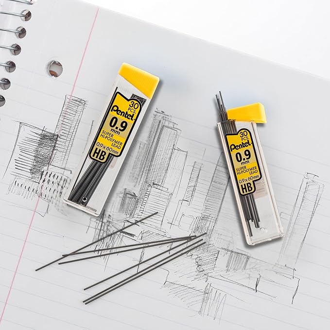 Pentel Super Hi-Polymer Lead Refill 0.9 HB BP 6 Pack (C29BPHB6)
