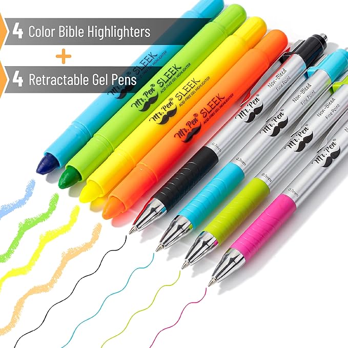 Mr. Pen- Bible Highlighters and Pens No Bleed, 16 Pack, Colorful Bible Pens and Highlighters No Bleed