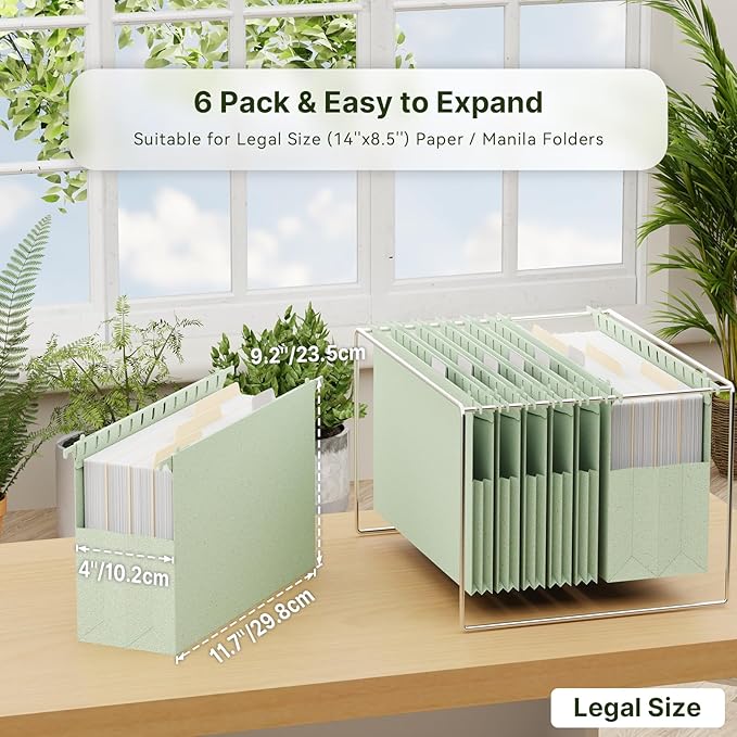 XINGIA Legal Size Hanging File Folders Extra Capacity,4 Inch Expandable Filing Cabinet Folders for Bulky Files,Tax,Contract Storage,Wheat Straw Heavy Duty File Organizer for File Frame,Box,Drawer