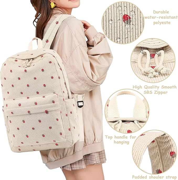 Bluboon School Backpack Set Girls Womens Laptop Bookbag Casual Daypack Fits 15 inch Laptop with Lunch Tote Bag and Pencil Bag