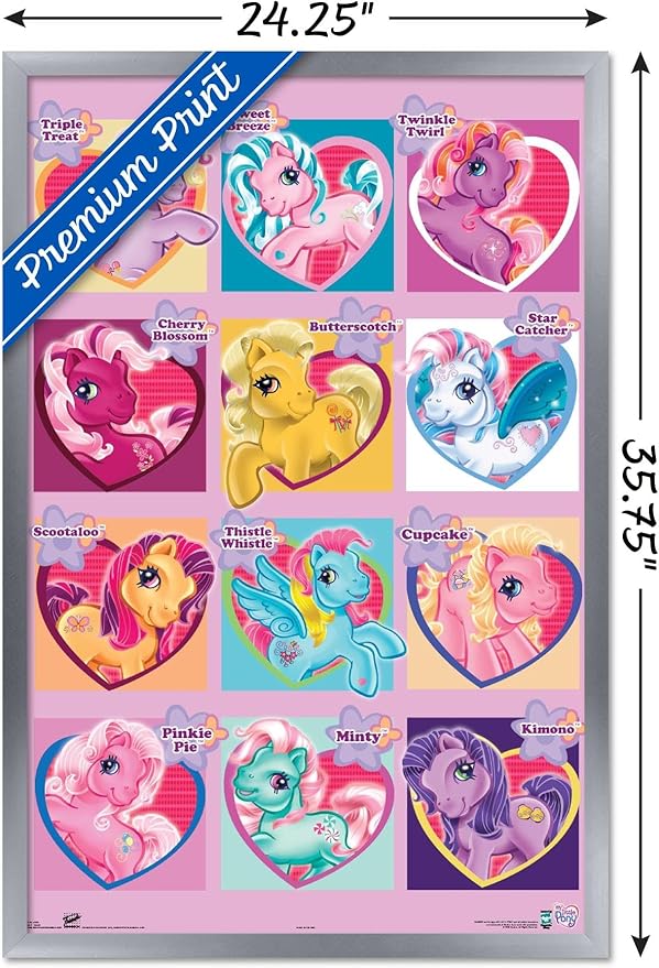 Trends International Hasbro My Little Pony - Chart Wall Poster, 22.375" x 34", Silver Framed Version