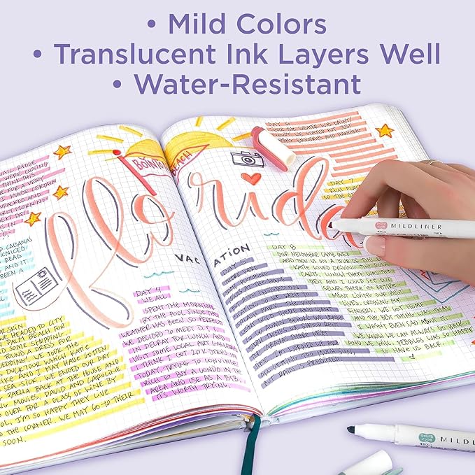Zebra Pen Mildliner Dual-Tip Highlighter Set, Broad and Fine Tips, No Bleed, Ideal for Bible Highlighting, Journaling, School and Office Supplies, Assorted Ink in Carrying Case, 25-Pack (78025)
