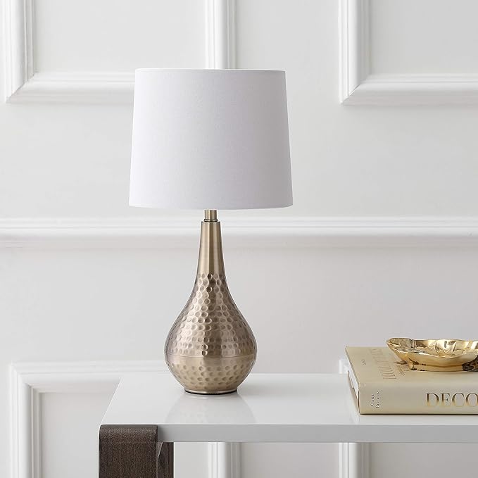 SAFAVIEH Lighting Collection Medford Brass Gold 19-inch Bedroom Living Room Home Office Desk Nightstand Table Lamp (LED Bulb Included)