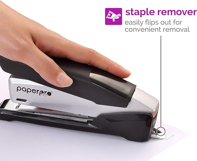 PaperPro - 1115 - inPOWER+ 28 Premium Stapler with Built-in Staple Remover, 28 Sheets, Full-Strip, Black/Silver