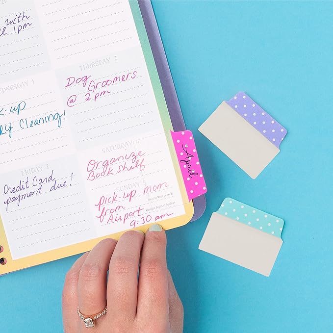 Avery Multiuse Ultra Tabs, 2" x 1.5", 2-Side Writable, Assorted Pastel Dots, 24 Repositionable Tabs (74773) (Pack of 2)
