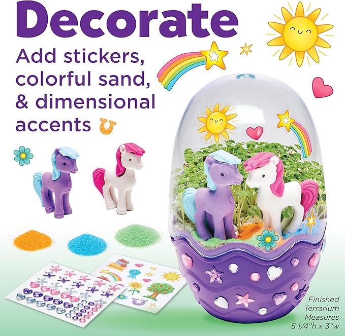 Creativity for Kids Mini Garden: Pony Terrarium Kit - Horse Gifts for Girls, Crafts for Kids and Girl Toys, Easter Basket Stuffers and Birthday Gift Ideas (Ages 6+)