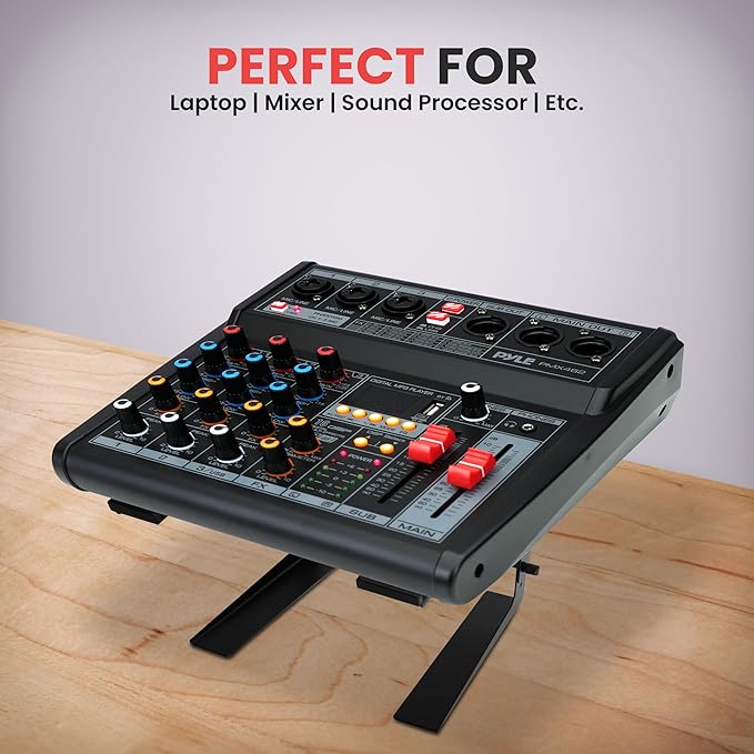 Pyle Portable Adjustable Laptop Stand - Anti-Slip Standing Table Monitor or Computer Desk Workstation Riser with Level Height Alignment for DJ, PC, Gaming, Home or Office