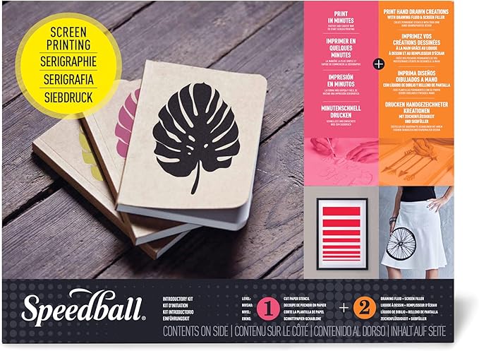 Speedball Introductory Screen Printing Starter Kit, Beginner Set with Frame, Inks, Tools & Guide - for Fabric and Paper