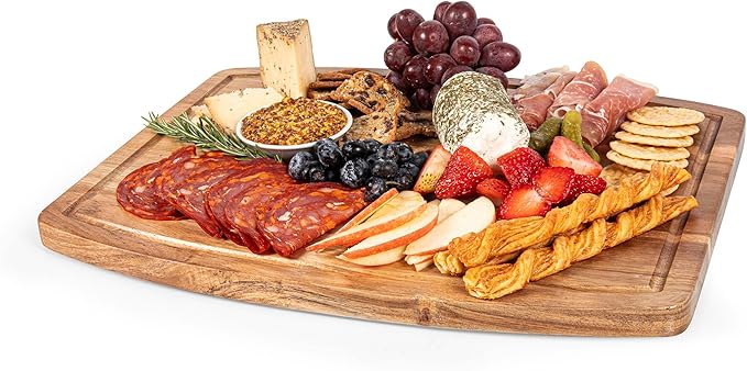 PICNIC TIME Disney Haunted Mansion Dearly Departed Ovale Acacia Cutting Board Serving Board Charcuterie Cheese Board with Juice Groove Spooky Kitchen Decor Gift, (Acacia Wood)