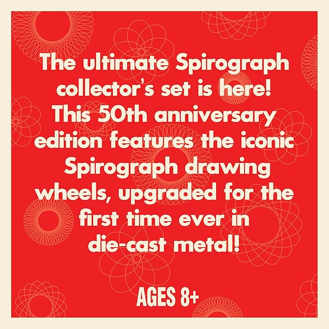 Spirograph Die-Cast Collectors Set – Special Edition, Arts and Crafts, Kids Toys, Art Supplies, Craft Supplies, Drawing Kit, Spiral Art, Metal Gear Design Kit, Pens, Design Sheet Included, Ages 8+