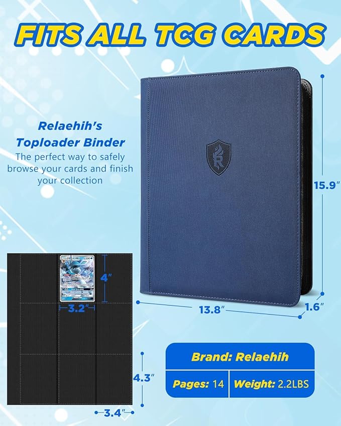 9 Pocket Toploader Binder with Zipper – Holds 288 Top Loaders – Premium Double-Sided Card Album for Trading Cards, TCG, MTG, Sports Cards