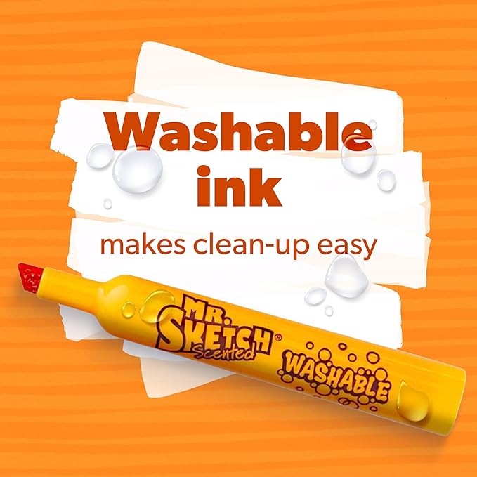 Mr. Sketch Scented Washable Markers, Chisel Tip Marker, Assorted Colors, 36 Count