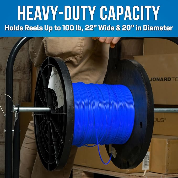 Jonard Tools CC-2726 26" Wide Steel Cable Caddy for Large Wire Reels and Cable Spools 22” x 20”, 100 Lb. Capacity