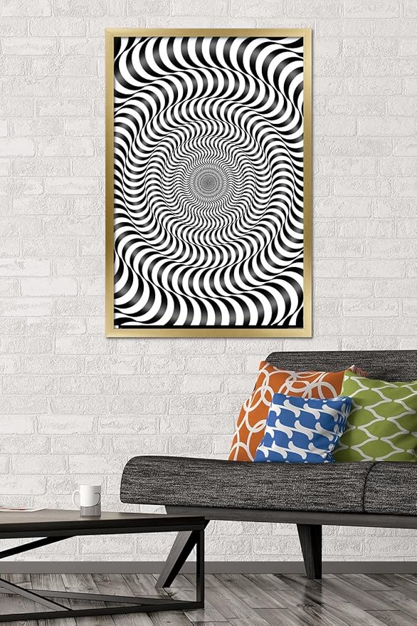 Trends International Zebra Stripe Optical Illusion Wall Poster, 22.375" x 34", Gold Framed Version