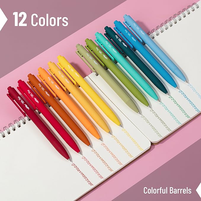 Mr. Pen- Retractable Gel Pens for Journaling, 12 Pack, Winter Forest Color Inks, Fast Dry, Soft grip Barrels, Smooth Writing, 0.5mm Fine Point Aesthetic Pens