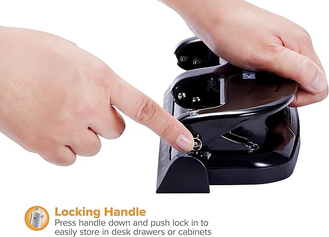 Bostitch Office EZ Squeeze 20 Sheet Standard 3 Hole Punch, Metal Construction, Silver/Black (HP20)
