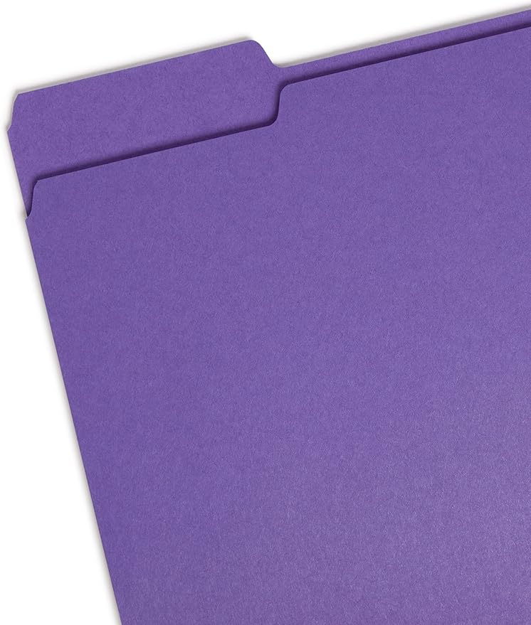 Smead Standard File Folders, 100 Count, Assorted Jewel Tone Colors, 1/3-Cut Tabs, Letter Size (11948)