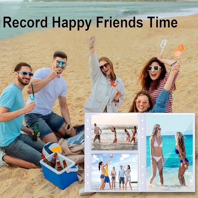 36 Pack Clear Binder Sleeves 1/2/4 Pocket Sheets Protectors for Binder Refill, Photo Card Sticker Postcard Organizer 6 Ring A5 Binder Inserts
