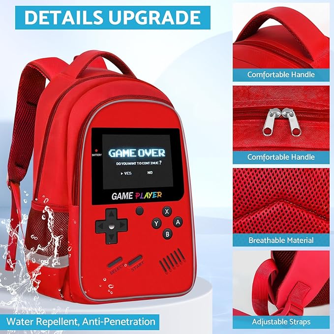 School Backpack For Boys - Gamer Boys Backpack For Kids Children Teens Elementary Middle School - Ages 6-18，17″