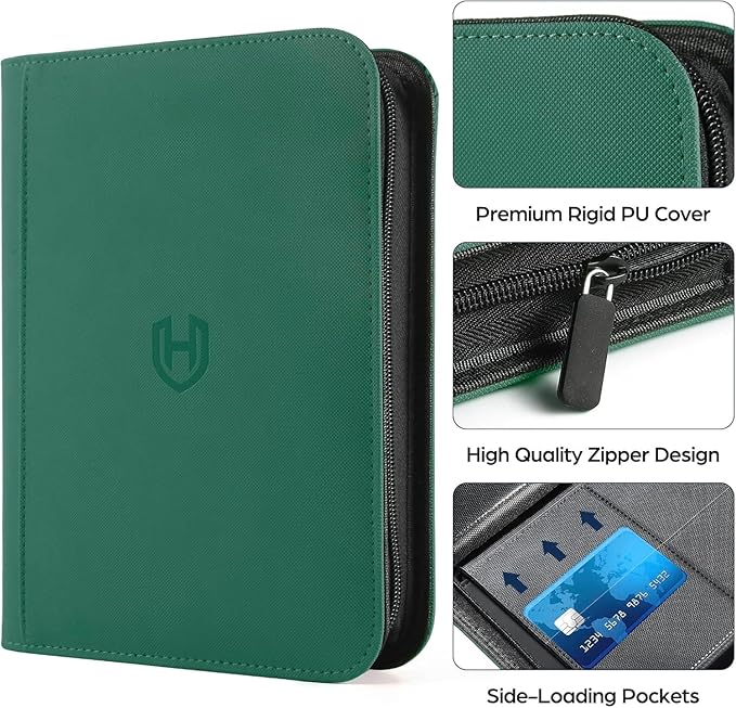 Card Binder 9 Pocket with Zipper, 648 Pockets Trading Card Holder Book, Premium PU Cover Zip Folder Binder, Side Loading Carrying Case Binder Album for TCG, MTG, Sports Cards, Game Cards