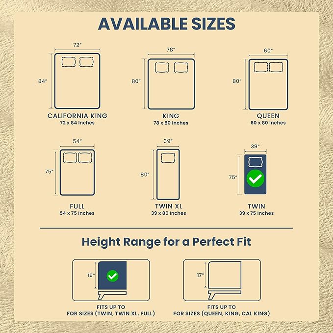 Utopia Bedding Waterproof Mattress Protector Twin Size, Premium Terry Mattress Cover 200 GSM, Breathable, Fitted Style with Stretchable Pockets (Beige)