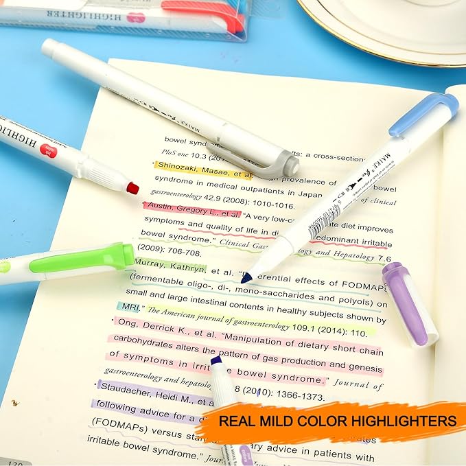 25Pcs Real Mild highlighters Assorted Colors Highlighters, Pastel Highlighter Markers Dual Tip Highlighter Markers Chisel and Fine Tips for Coloring, Underlining, Highlighting (25 colors)